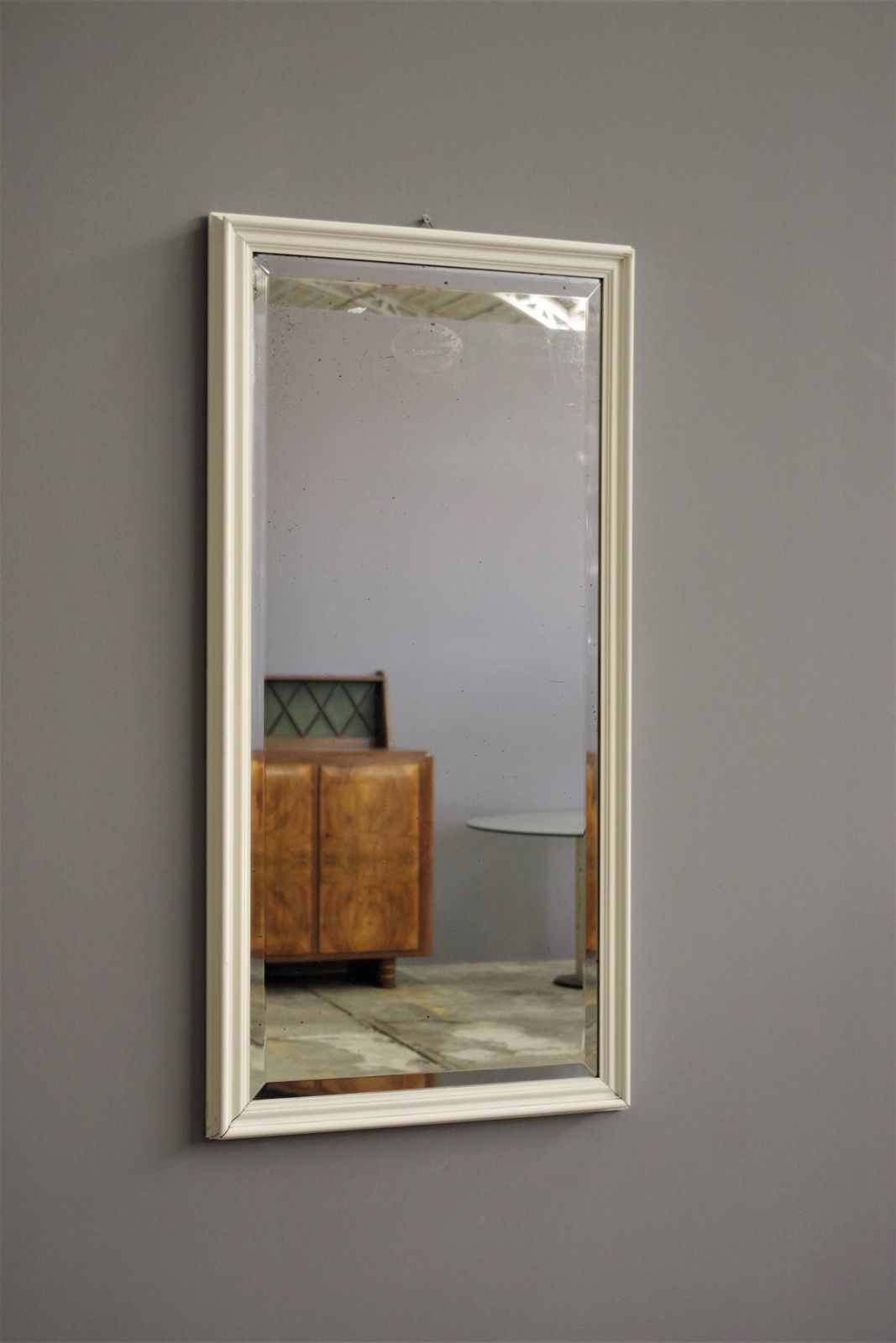 White Painted Wooden Frame Mirror   Giuseppe Restelli Cristani Mirrors, 1970s photo furniture