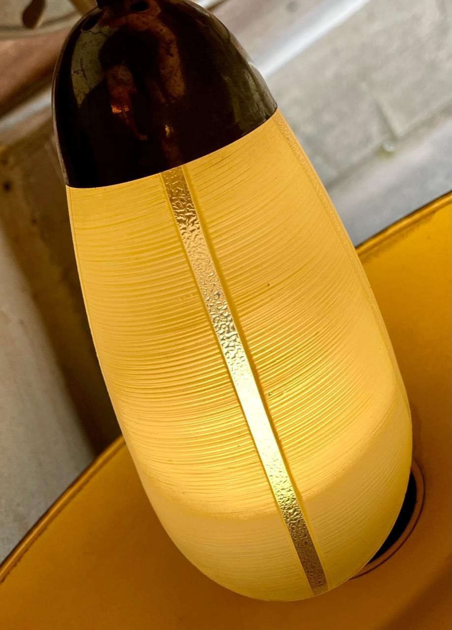 Scandinavian Modern Wall Sconce In Brass And Striped Glass, 1950s photo furniture