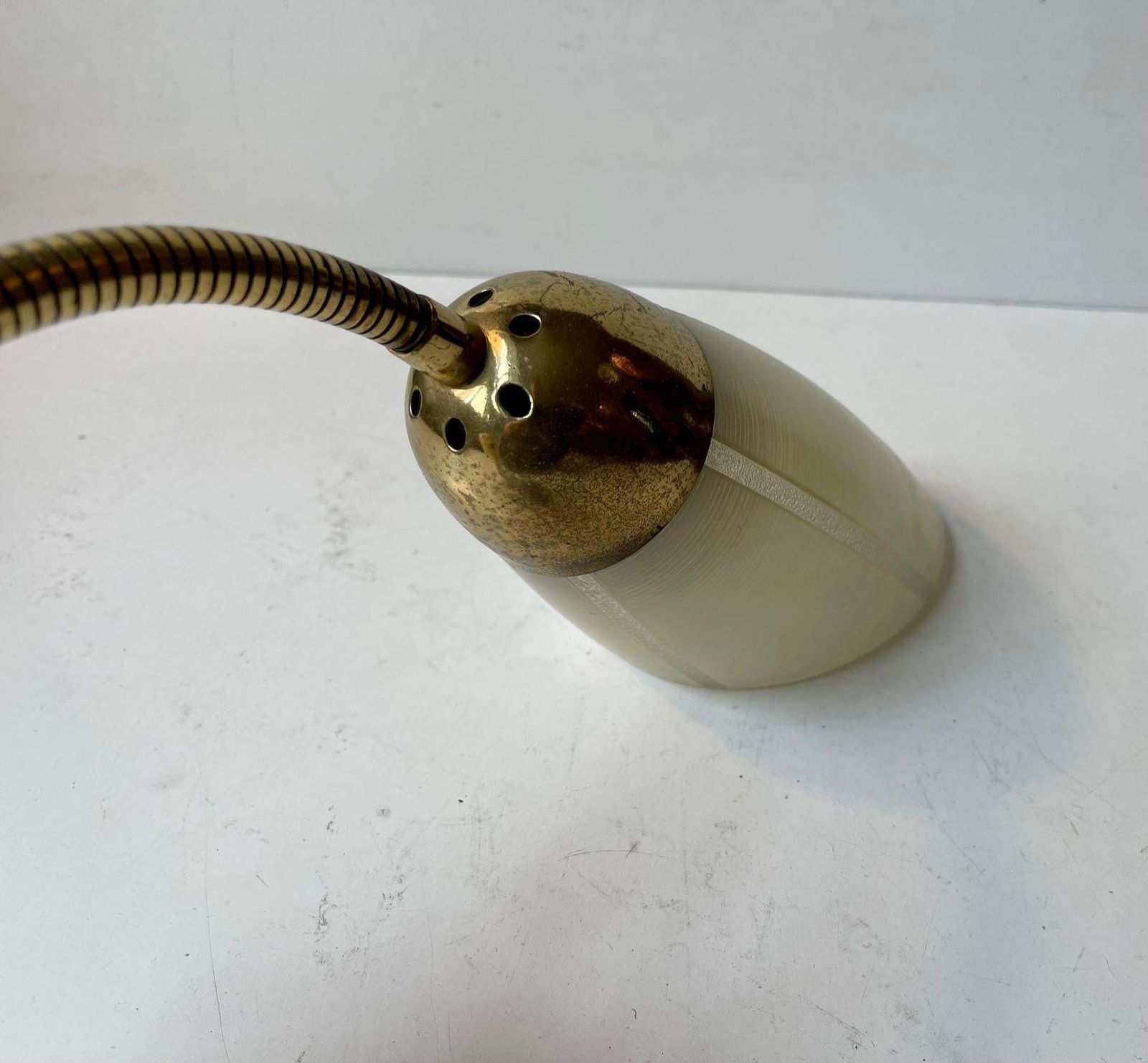 Scandinavian Modern Wall Sconce In Brass And Striped Glass, 1950s photo Lighting