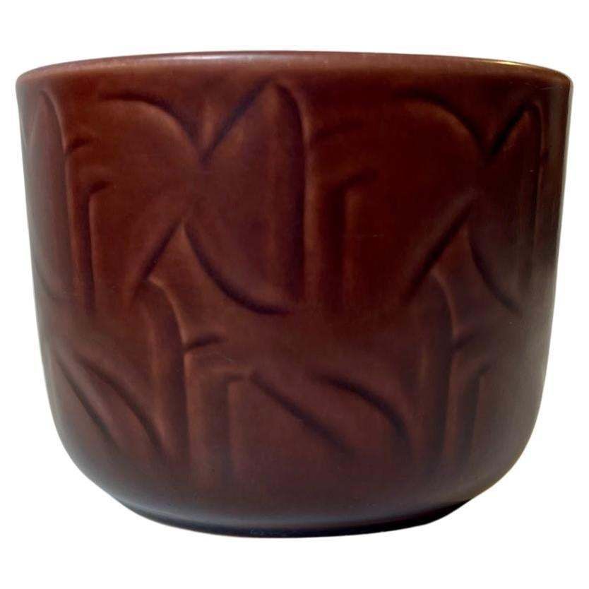 Danish Modern Burgundy Ceramic Planter By Nils Thorsson, 1950s photo buy
