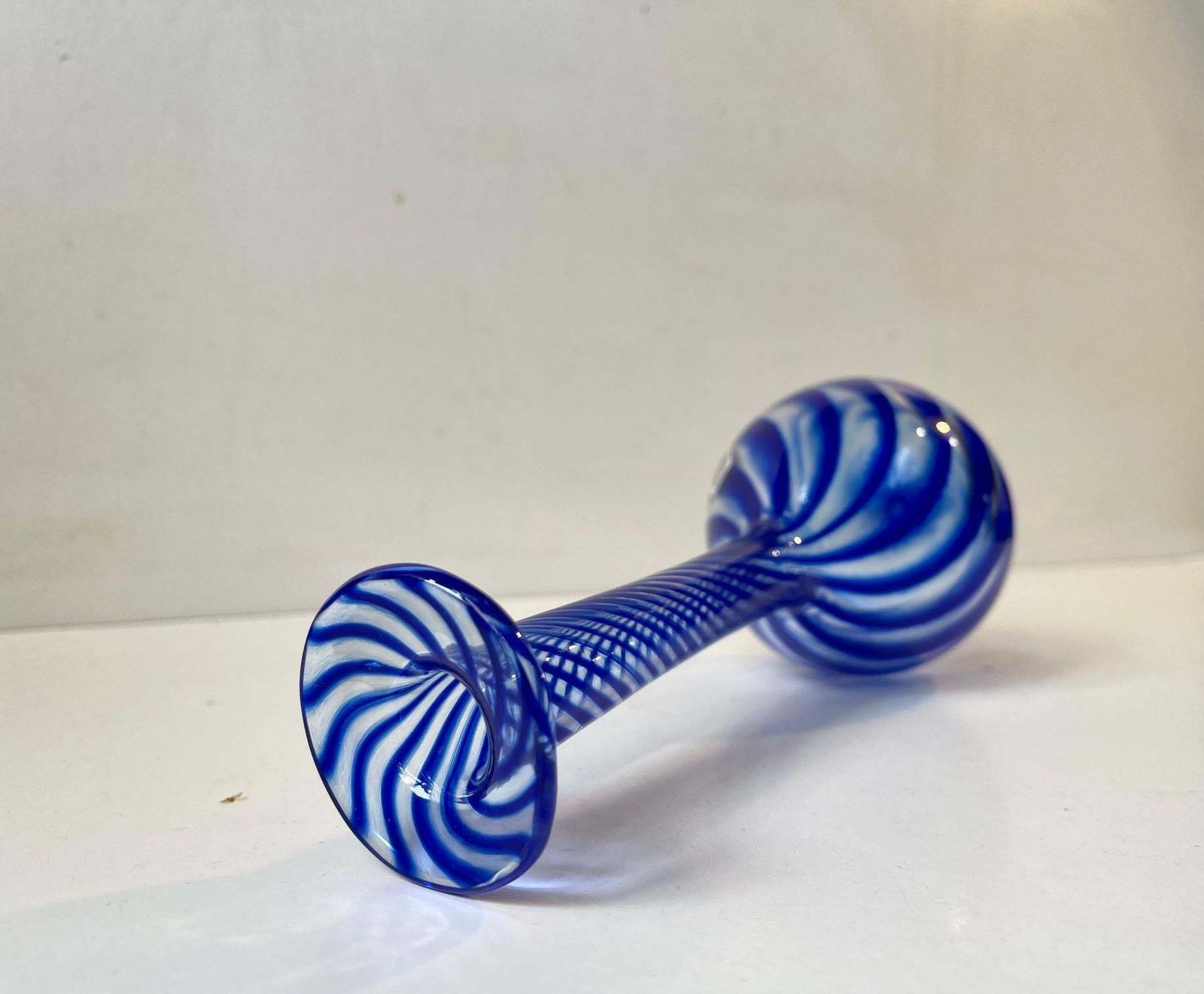 Twisted Blue Art Glass Vase By Martin B. Møller For Glashytten photo furniture