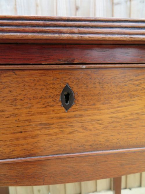 A Very Elegant Early 19th Century Mahogany & Satinwood Inlaid Side Lamp Writing Table photo vintage