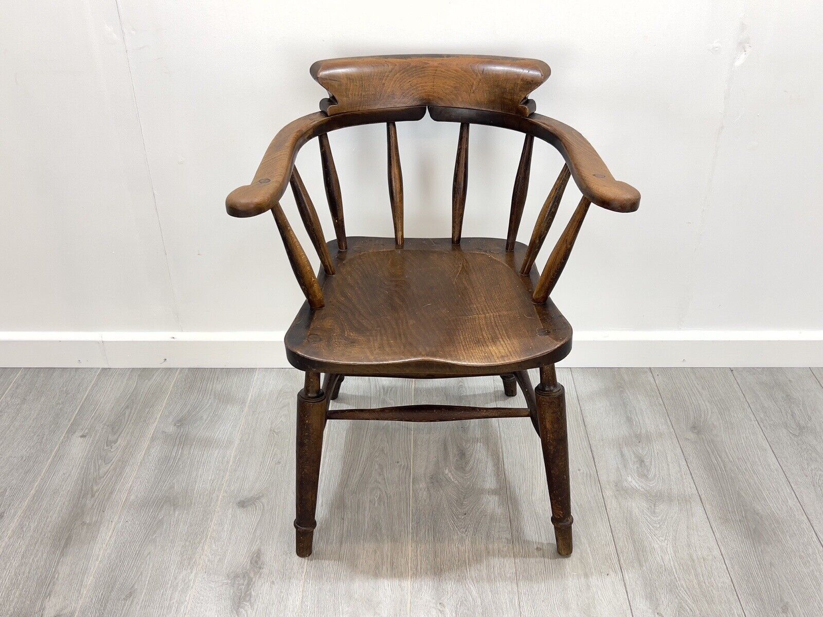 19th Century, Dark Elm Smokers Chair photo for sale