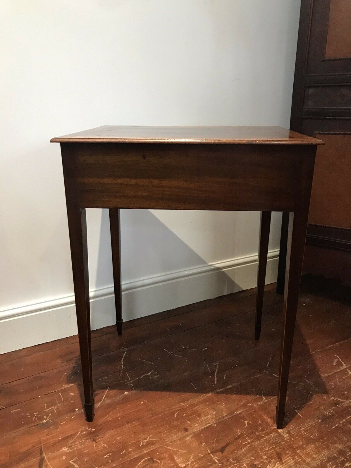 Period Antique Sheraton Style Side Table With Drawer And Tapered Legs photo 550.0