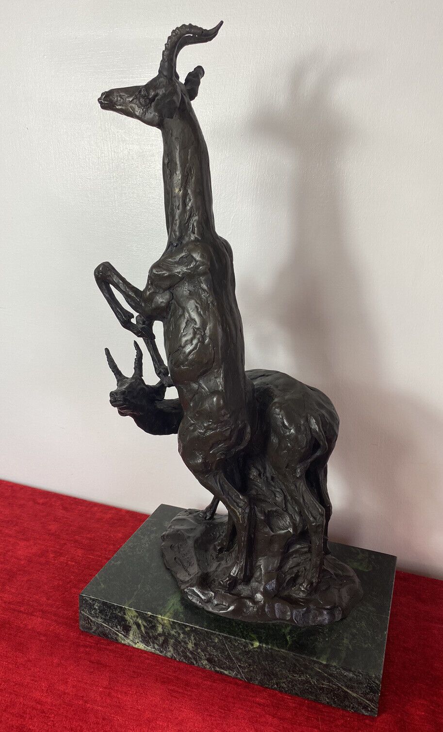 Fine Bronze Centrepiece Sculpture Of Gazelle & Impala On Marble Plinth Signed photo 775.0