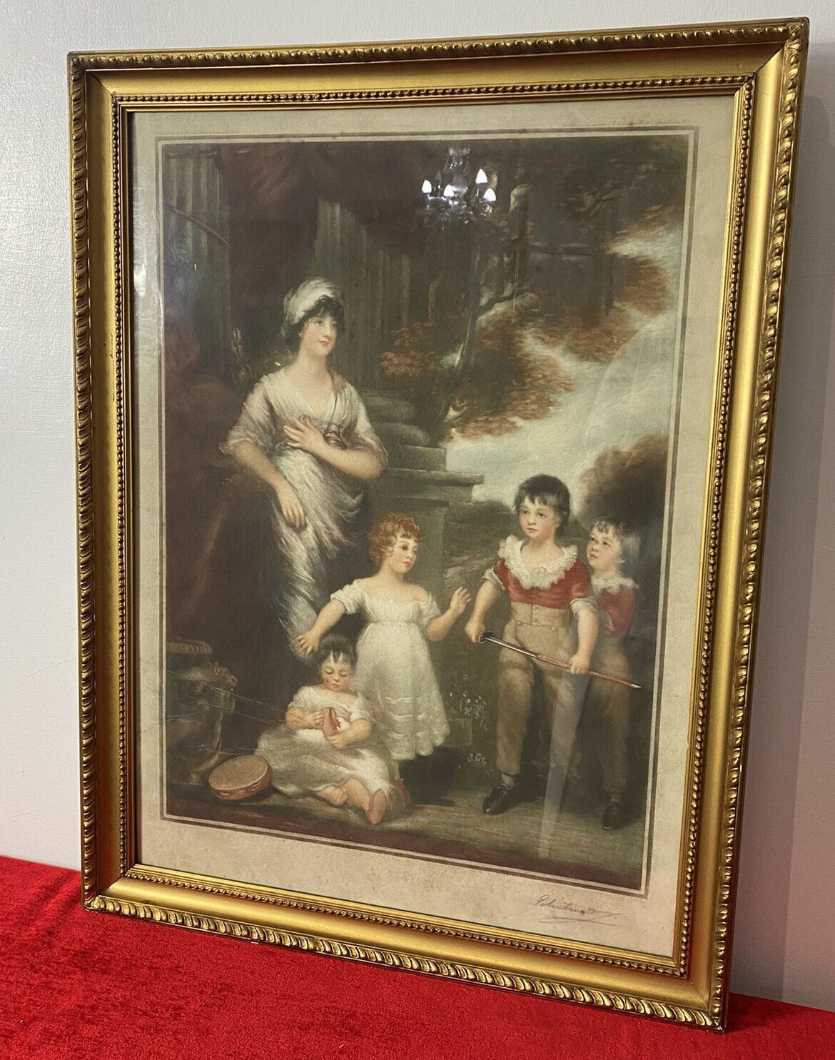 Period Mezzotint Depicting Lady Lambton And Family After John Hoppner Ra Signed photo 775.0