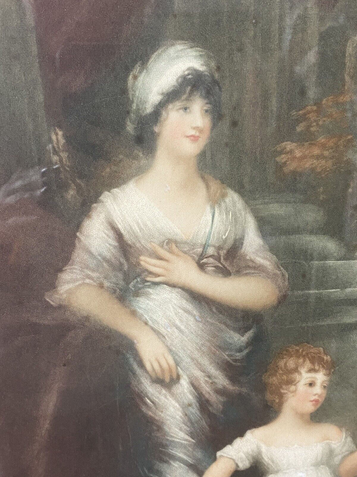 Period Mezzotint Depicting Lady Lambton And Family After John Hoppner Ra Signed photo buy