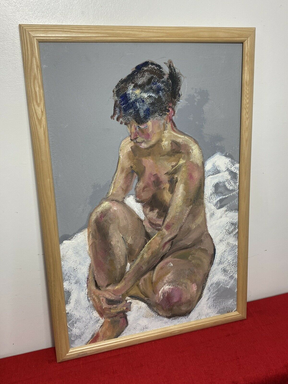 Sitting Female Nude Contemplation Study In Oil By Artist Michael Jenkins photo for sale