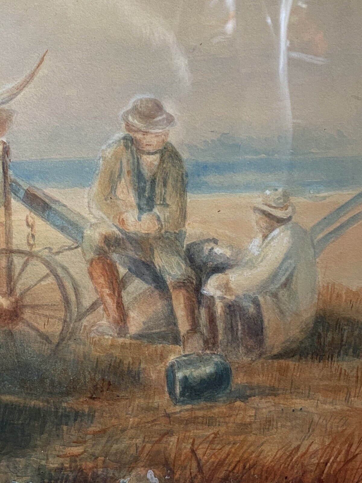19th Century Scottish School Watercolour Of Highland Oxen With Plough Signed photo buy