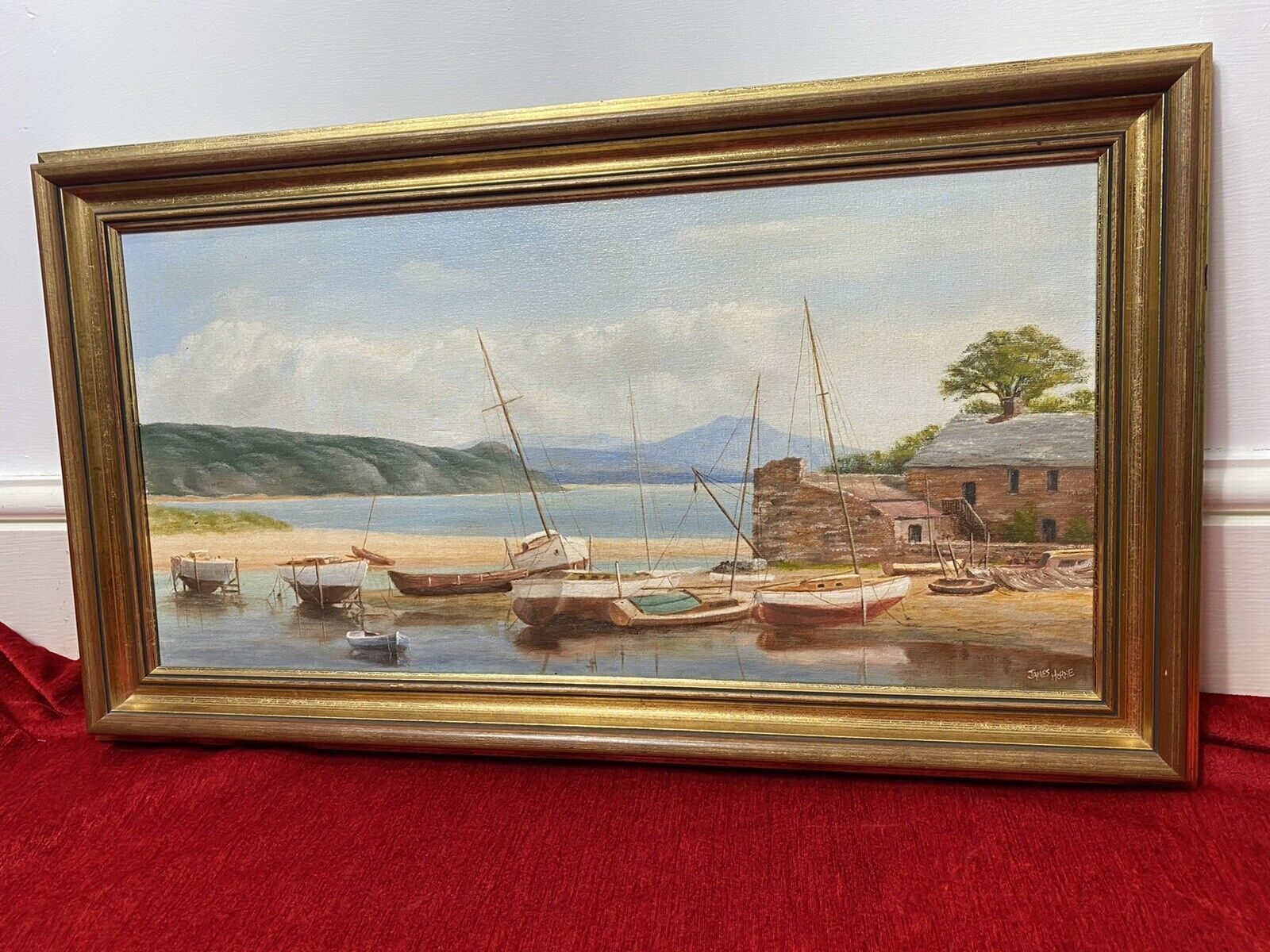 Sailing Boats In The Bay During Low Tide Oil On Canvas By James Horne photo buy