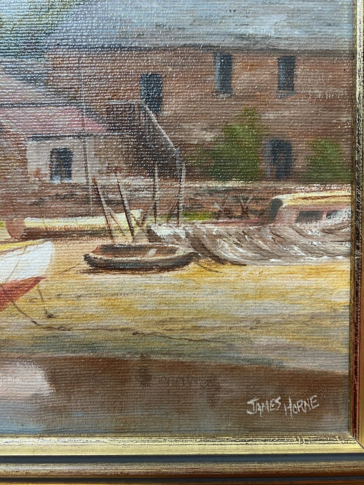 photo for sale Sailing Boats In The Bay During Low Tide Oil On Canvas By James Horne