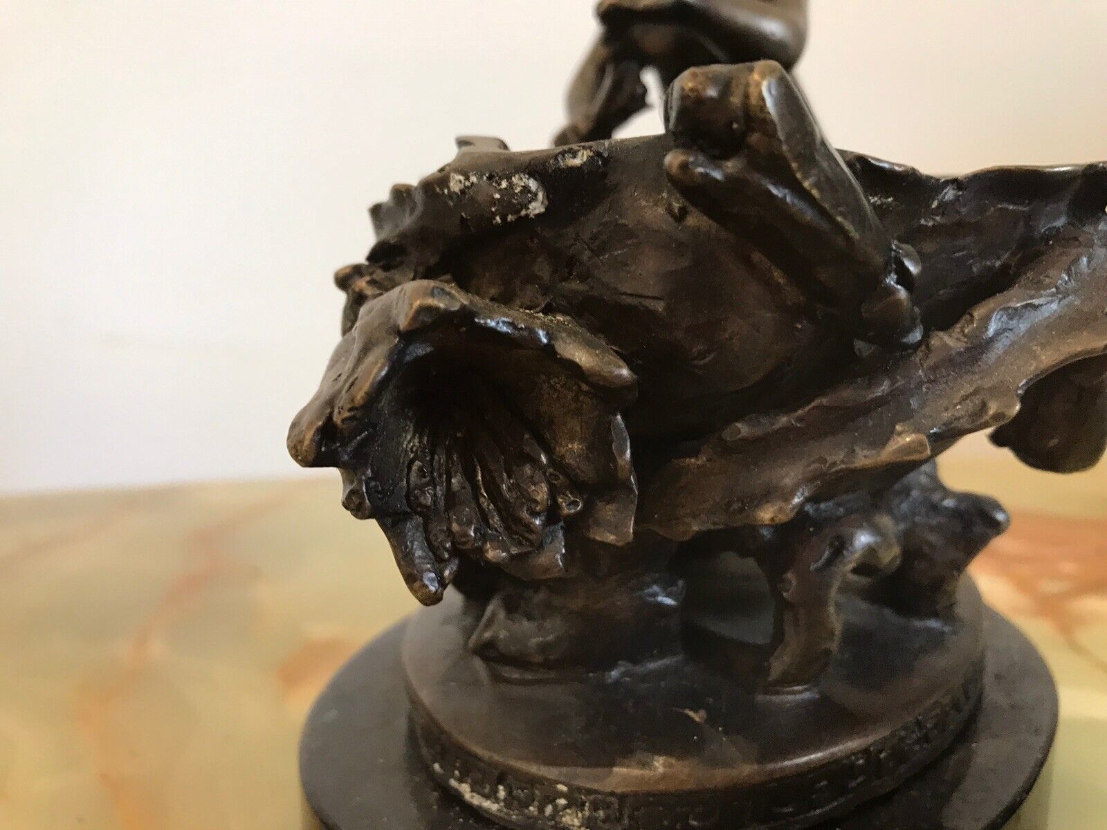 Charming Fine Reproduction French Bronze Cherub With Flora Urn Statue photo 220.0