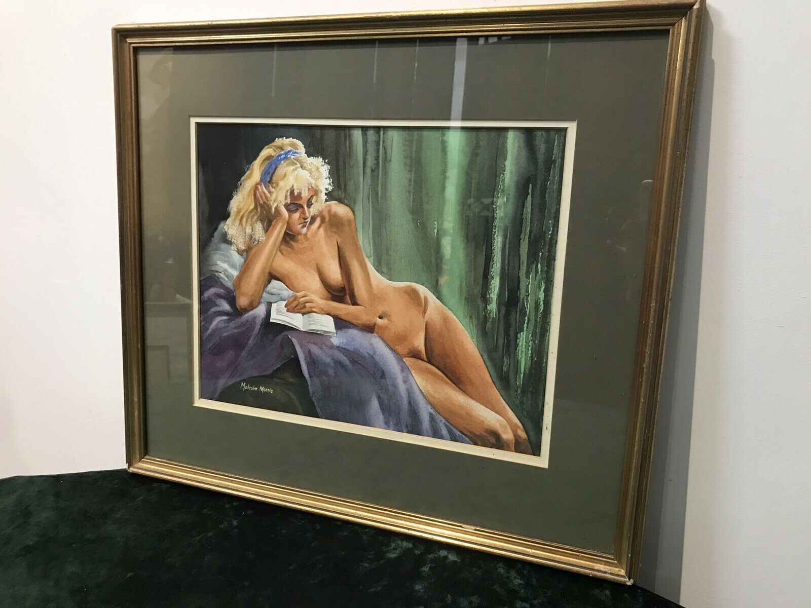Original Reclining Nude Lady Watercolour By Contemporary Artist Malcolm Morris photo for sale
