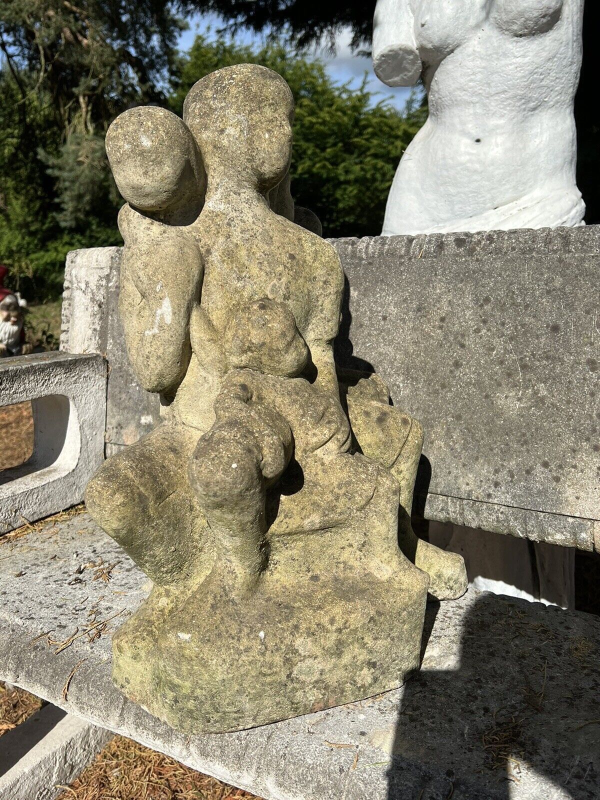Modernistic Henri Moore Style 'Family Heirloom Portrait ' Garden Statue photo vinterior