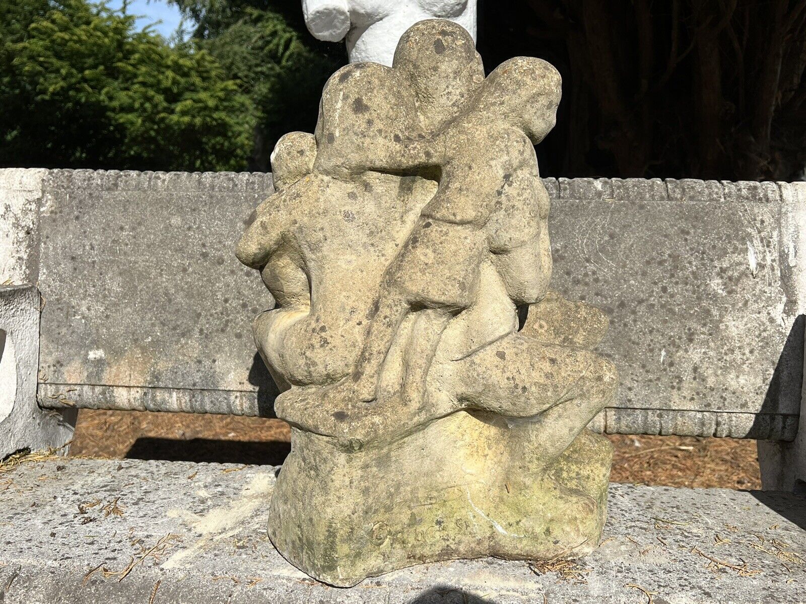 photo for sale Modernistic Henri Moore Style 'Family Heirloom Portrait ' Garden Statue