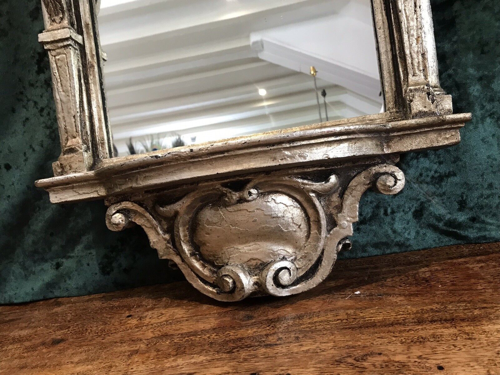 Italian Reproduction Silver Serpentine Shaped Cherub Pier Glass Mirror photo vinterior