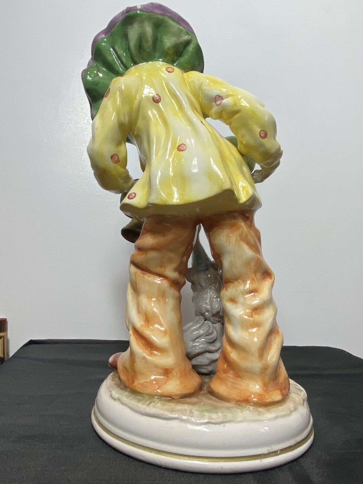 Magnificent Large Capodimonte Bright Glazed Clown Figurine With Dog Companion photo vintage