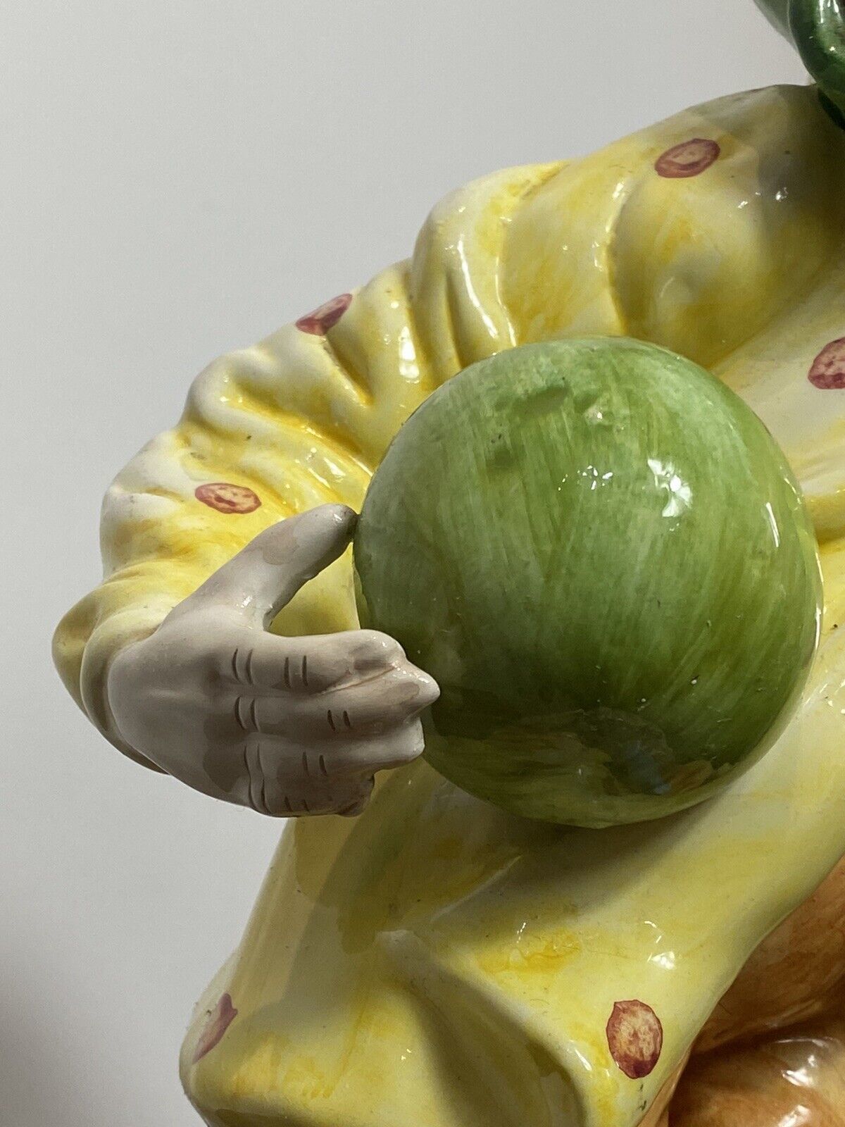photo for sale Magnificent Large Capodimonte Bright Glazed Clown Figurine With Dog Companion