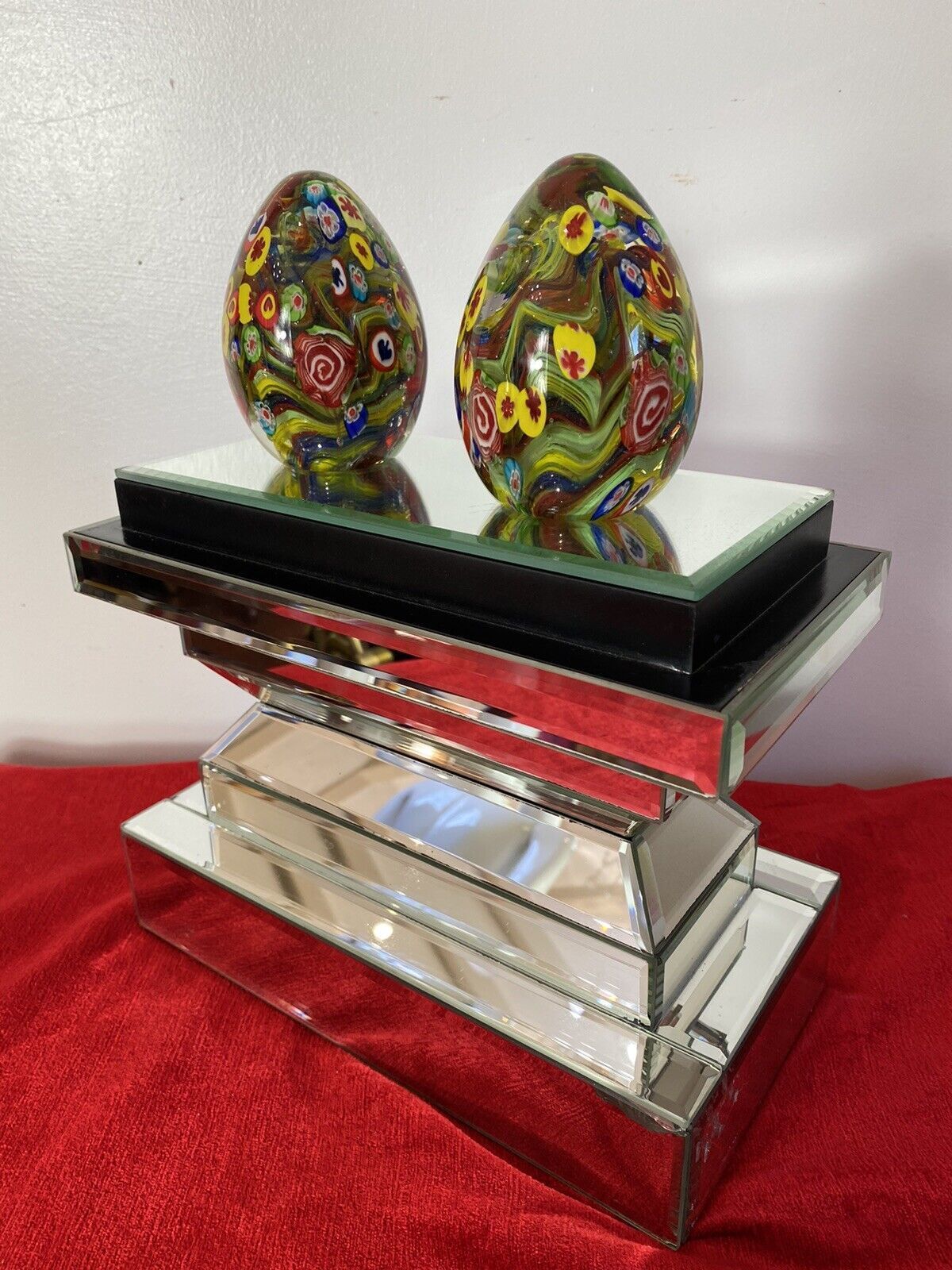 Rare Pair Of Baccarat Multi Coloured Modular Globe Domed Paper Weights photo Home Decor