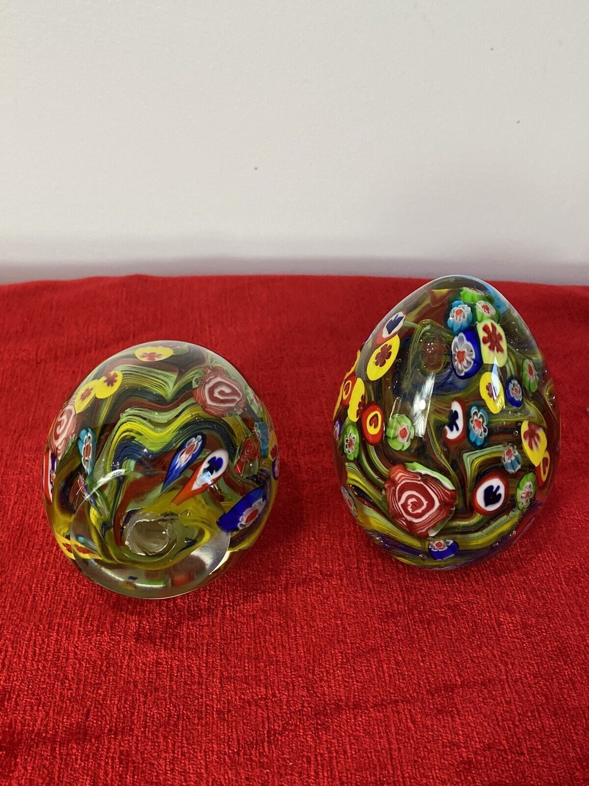 Rare Pair Of Baccarat Multi Coloured Modular Globe Domed Paper Weights photo vintage