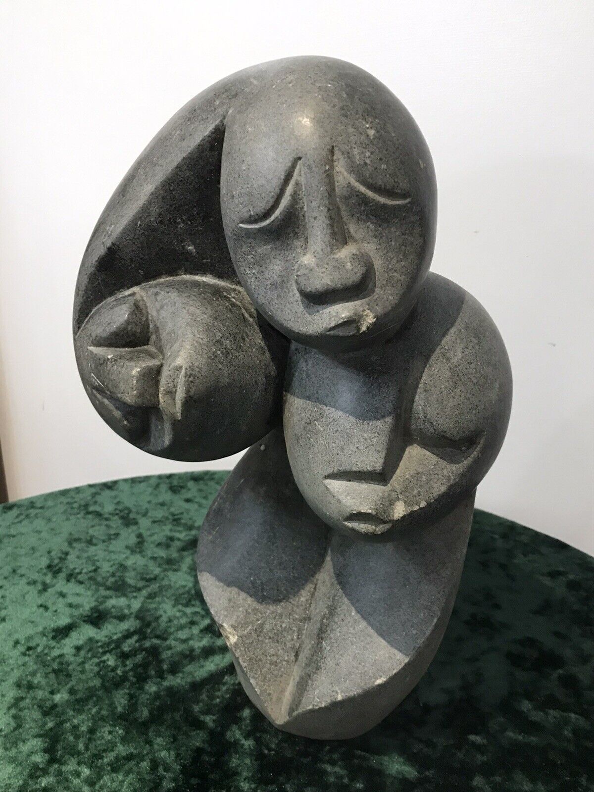 Fine Art 20th Century Carved 3 Heads Sculpture In The Style Of John Milne