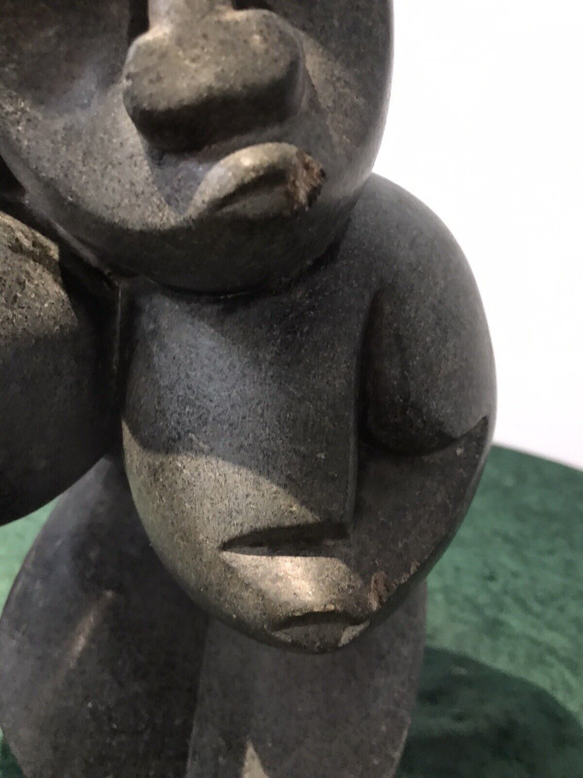 Fine Art 20th Century Carved 3 Heads Sculpture In The Style Of John Milne photo vintage
