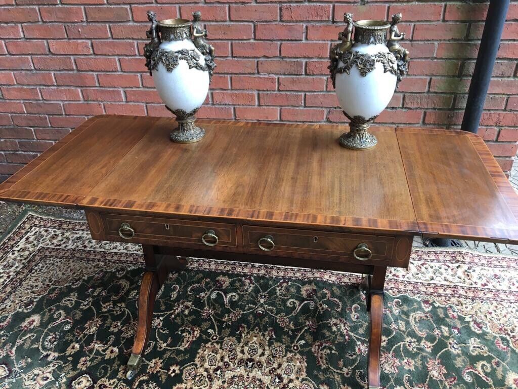 Period Fine Antique George III 1760 Red Walnut & Herringbone Inlay Sofa Table photo 1495.0