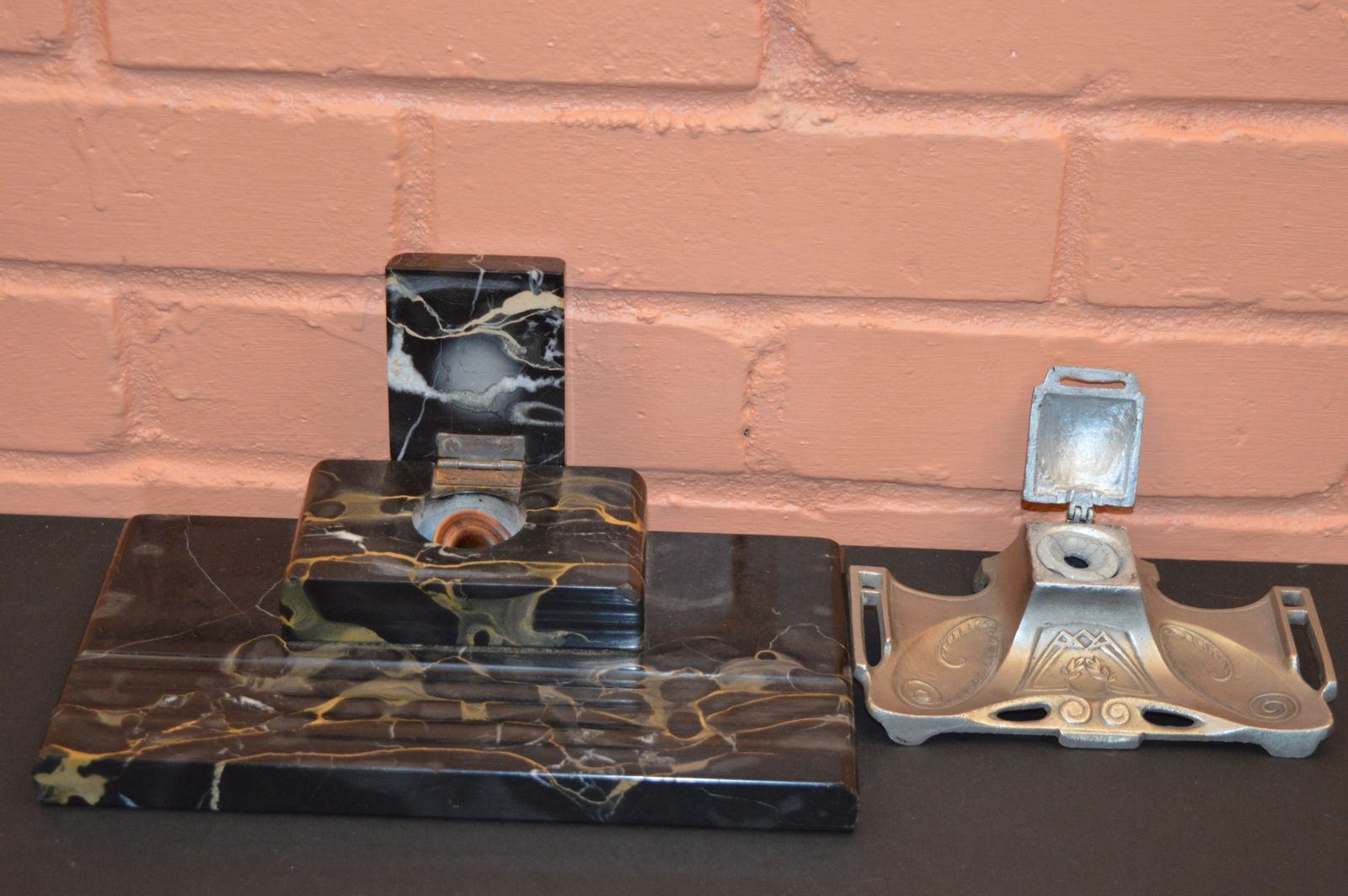 2 Art Nouveau / Deco Inkwells, Zimmermann, C1900 20