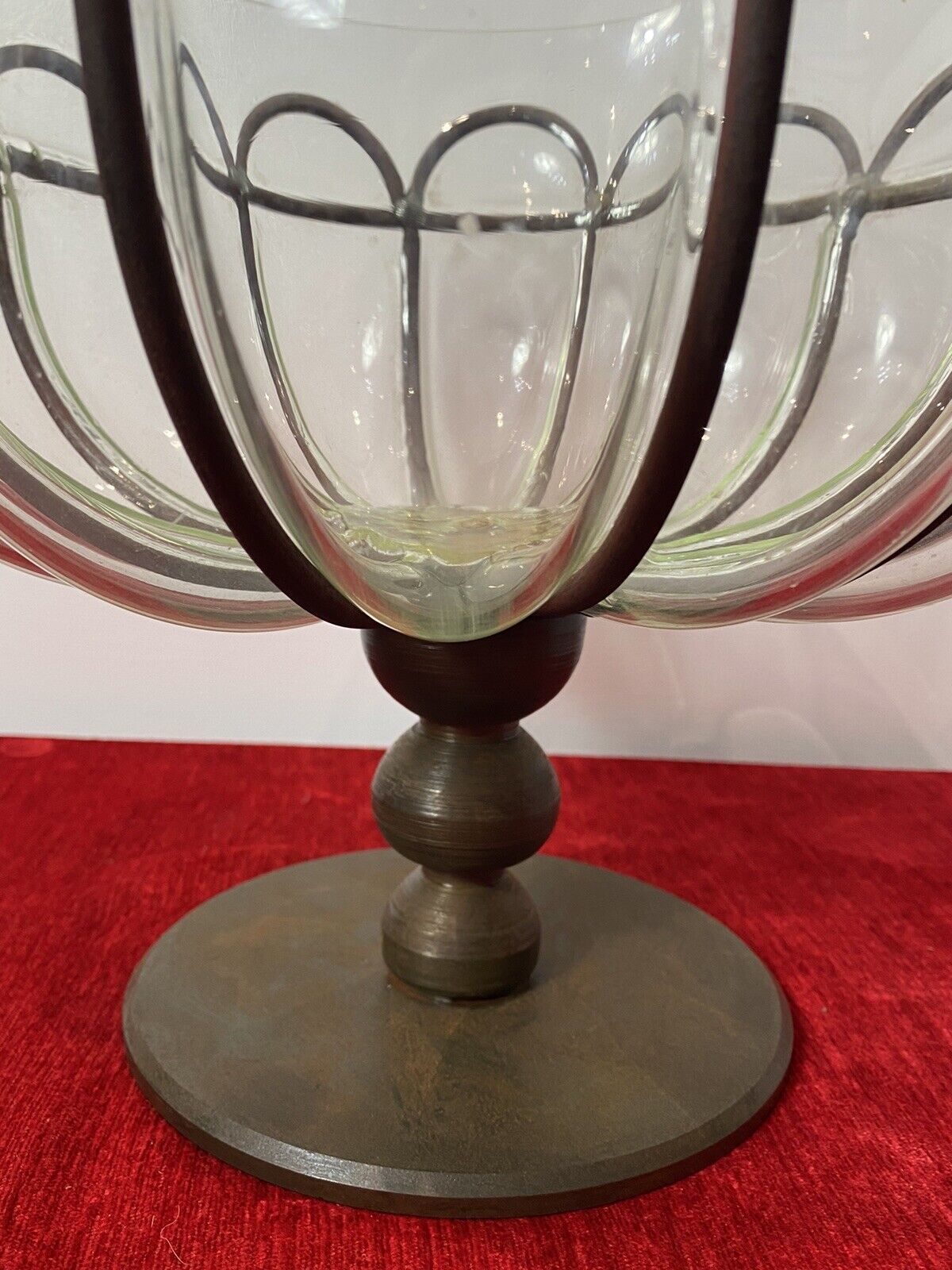 Home Decor Daum And Majorelle Style Art Deco Blown Glass And Wrought Iron Centrepiece Bowl photo