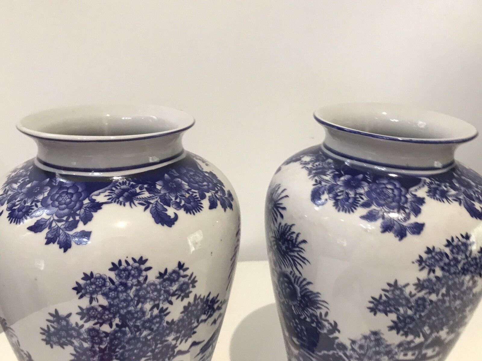 photo for sale Pair Of Fine Landscape Oriental Pictorial Scene Porcelain Glazed Vases