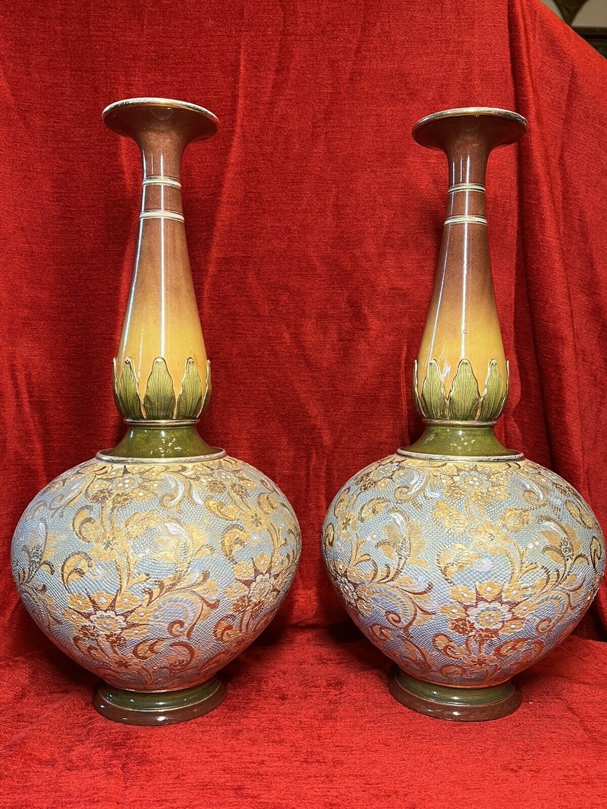 photo furniture Pair Of 19th Century Art Nouveau Doulton Lambeth Vases Artist Catherine Francis