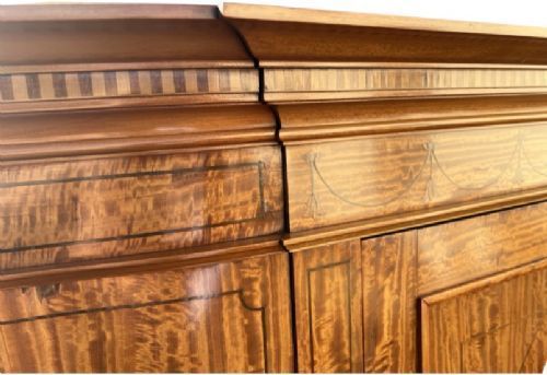 Quality Edwardian Satinwood & Inlaid Wardrobe photo for sale