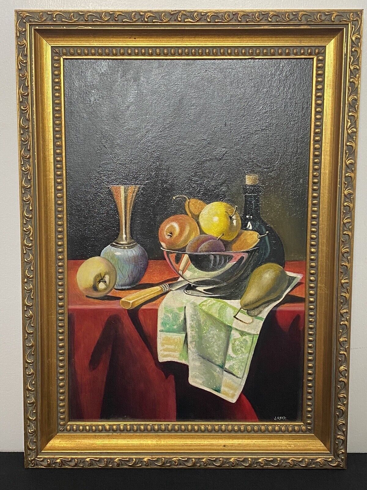 20th Century Dutch Golden Age Still Life Oil Painting Signed J Reed photo furniture