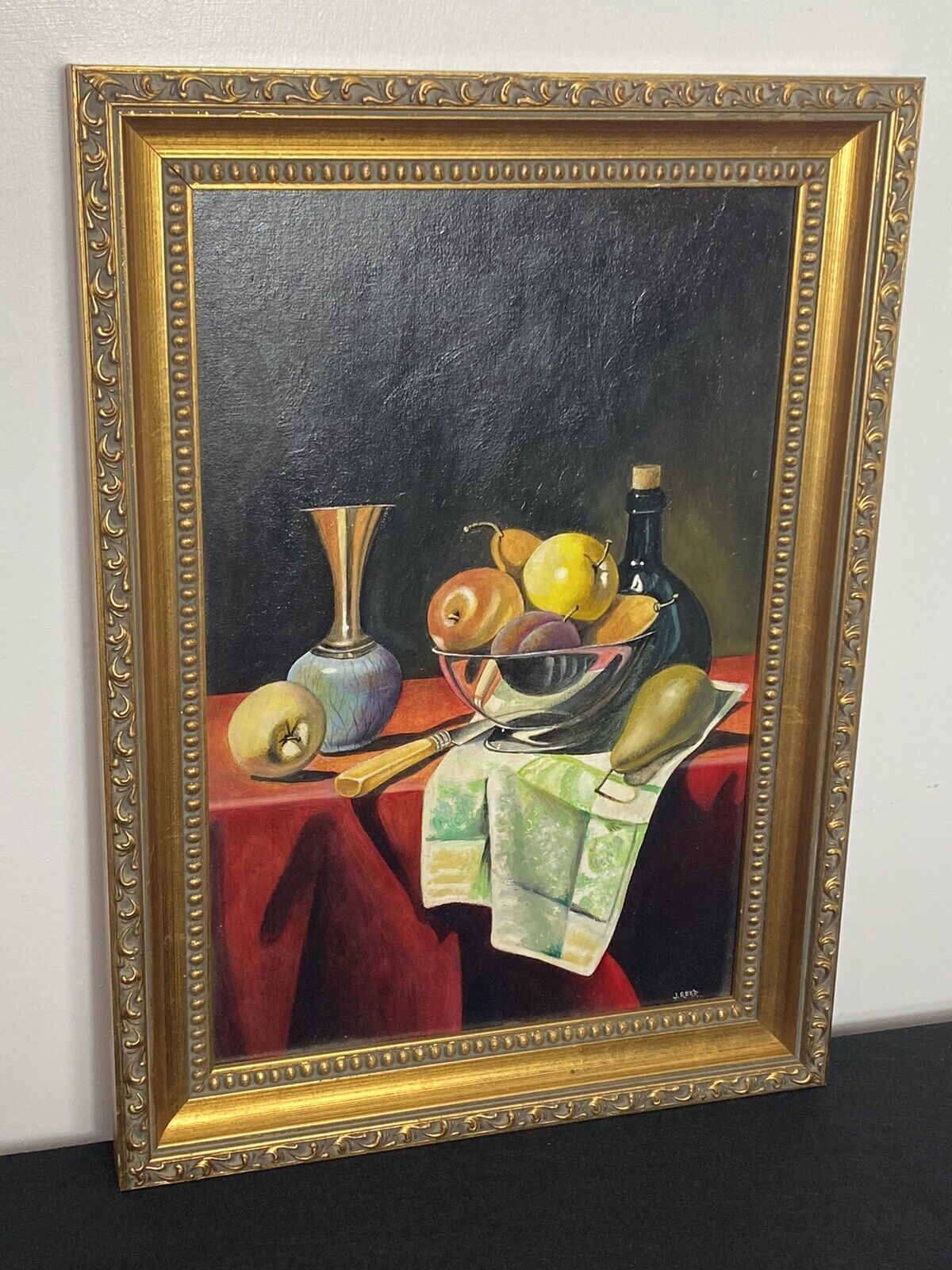 photo for sale 20th Century Dutch Golden Age Still Life Oil Painting Signed J Reed