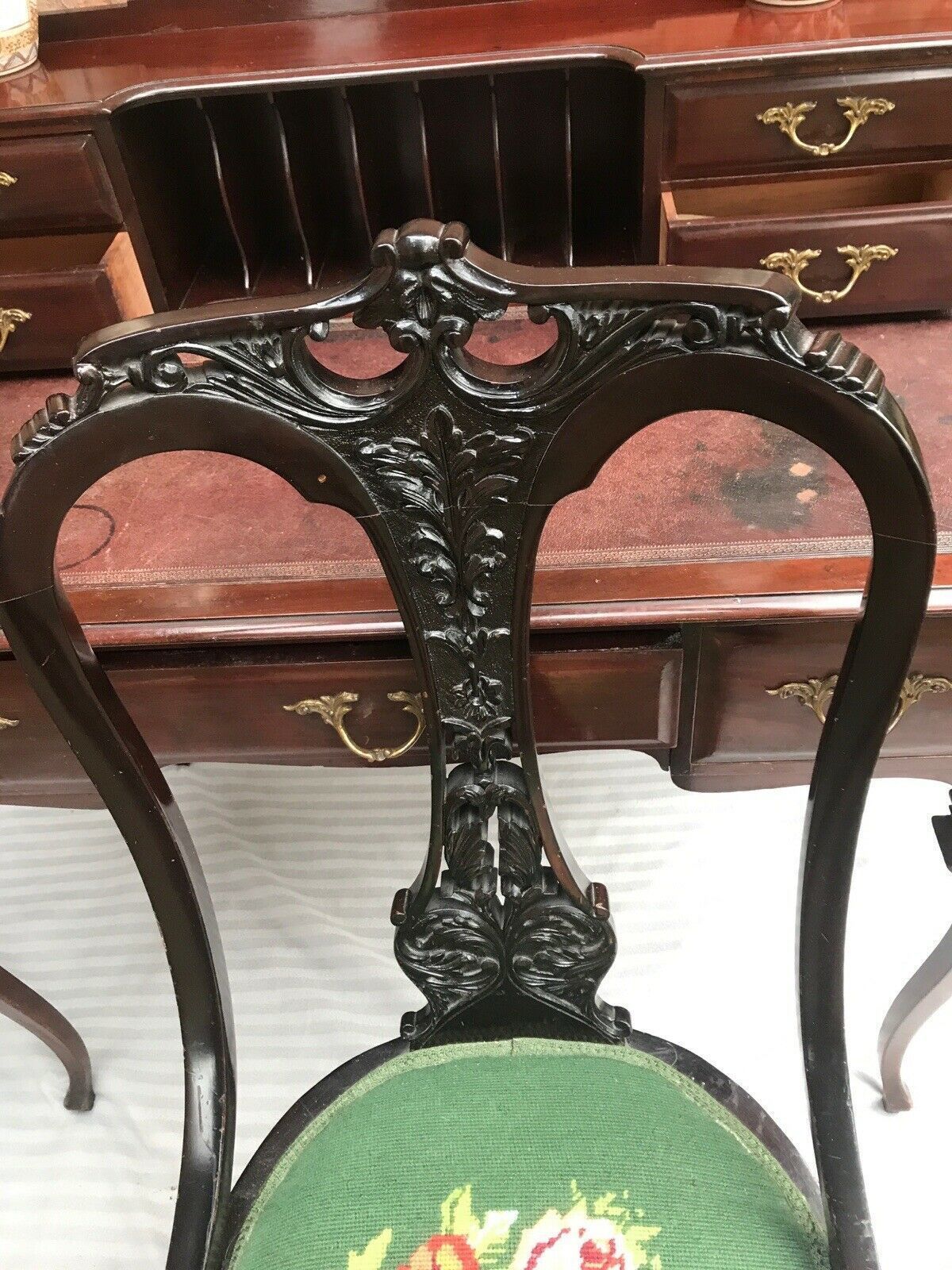 Ladies Period Art Nouveau Spanish Mahogany Writing Table With Chair photo 795.0
