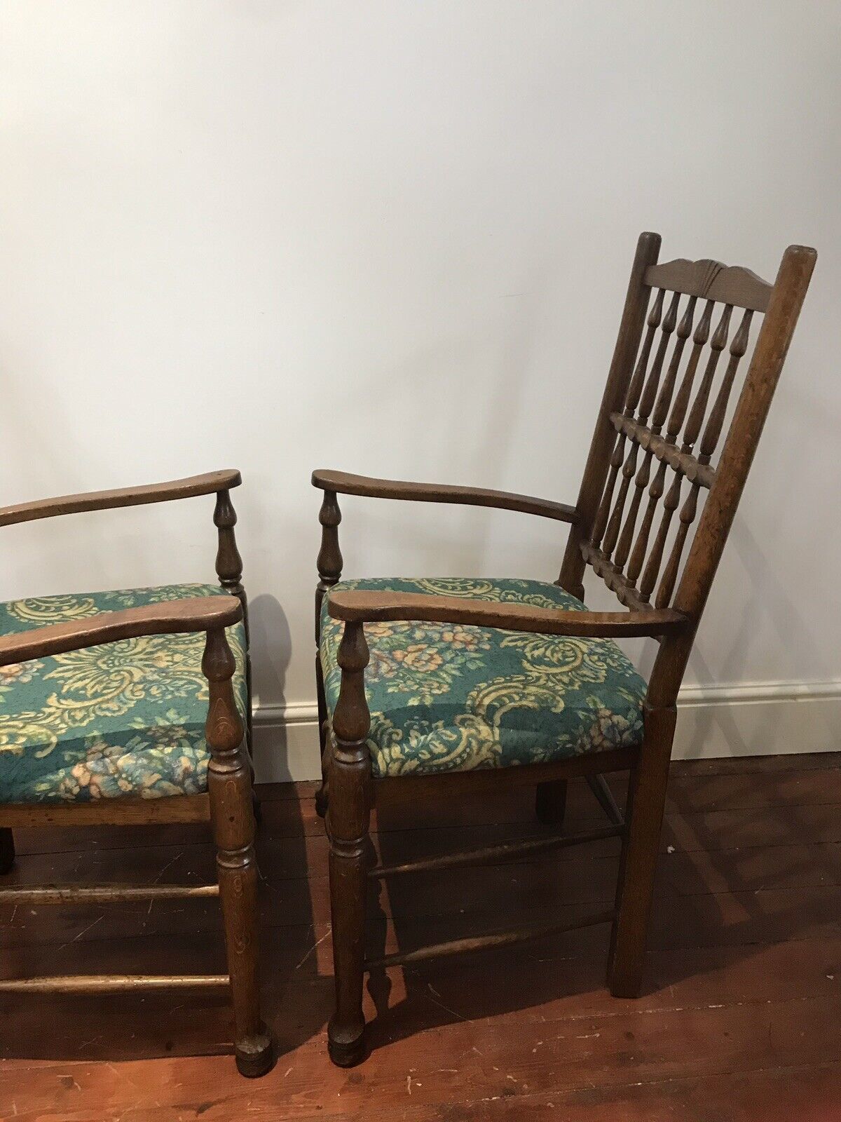 Fine Pair Victorian Spindle Back Clun Country Armchairs photo vintage