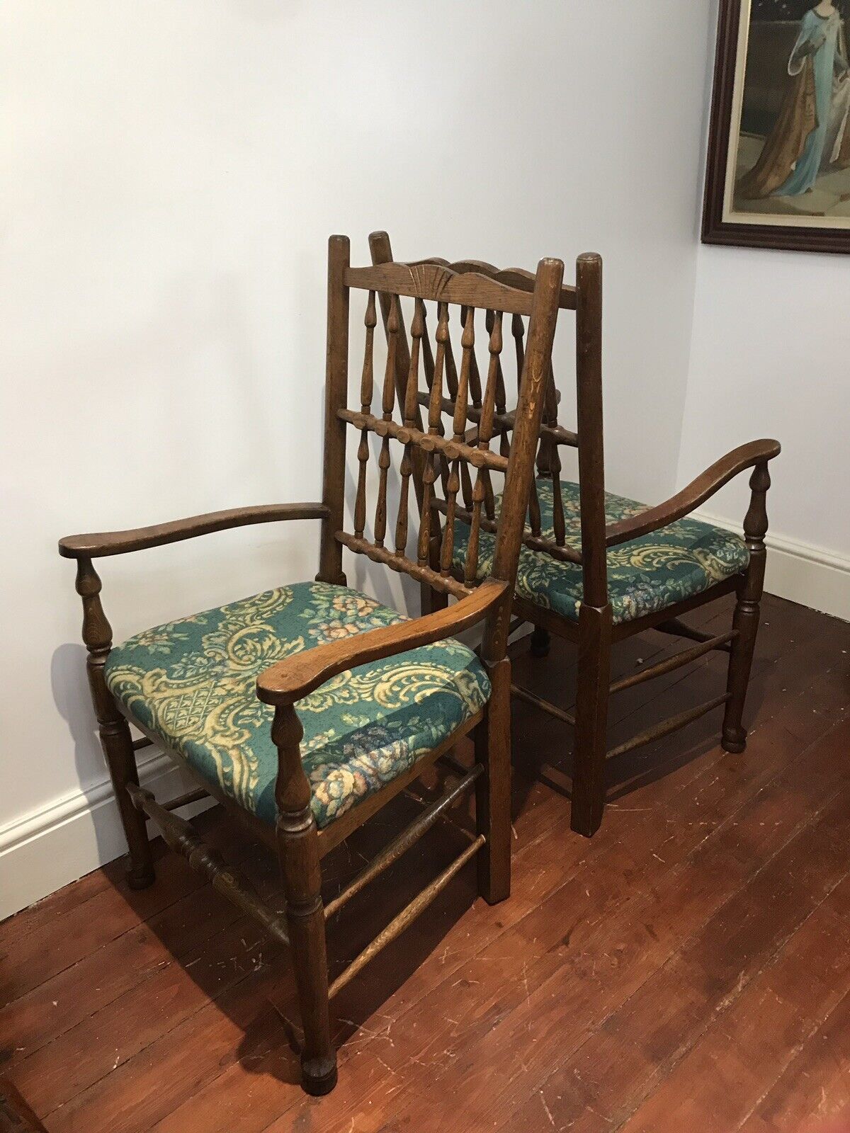 photo for sale Fine Pair Victorian Spindle Back Clun Country Armchairs