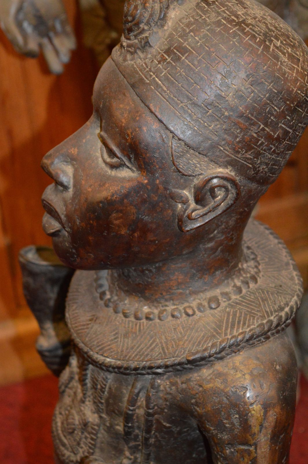 1495.0 Large (77cm) African Benin Bronze Standing Warrior Statue, C1950 photo