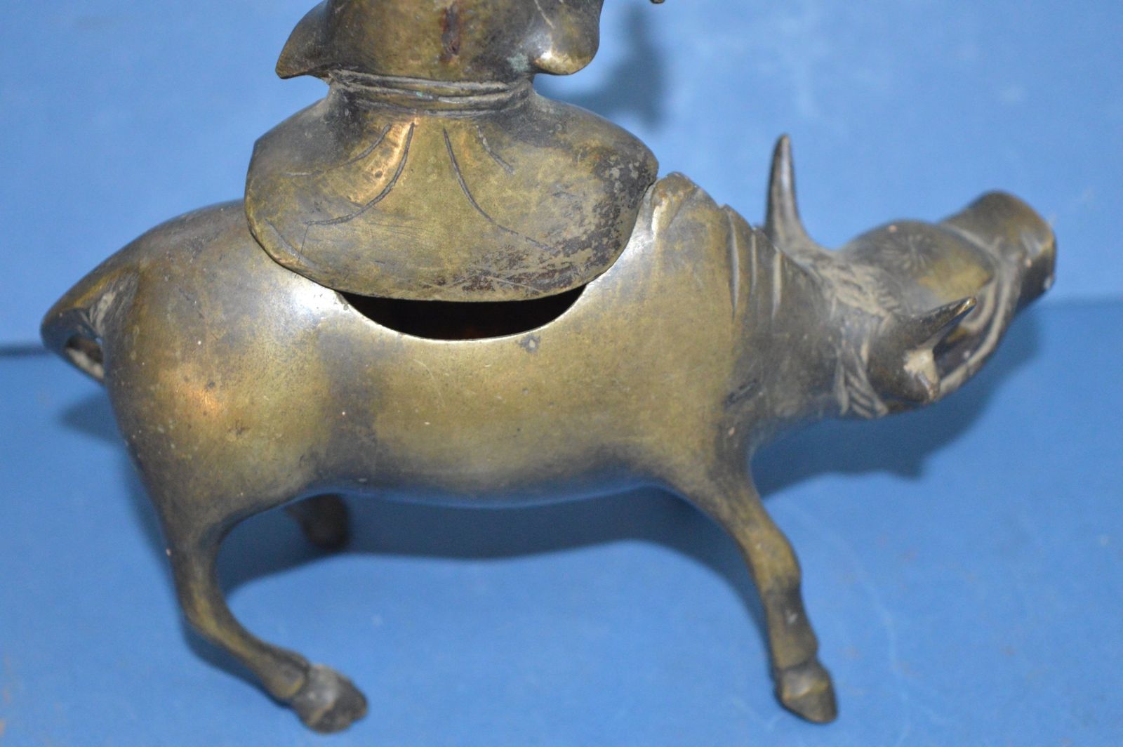 19th Century Chinese Bronze Figural Censer, C1880. Man Astride An Ox photo vintage