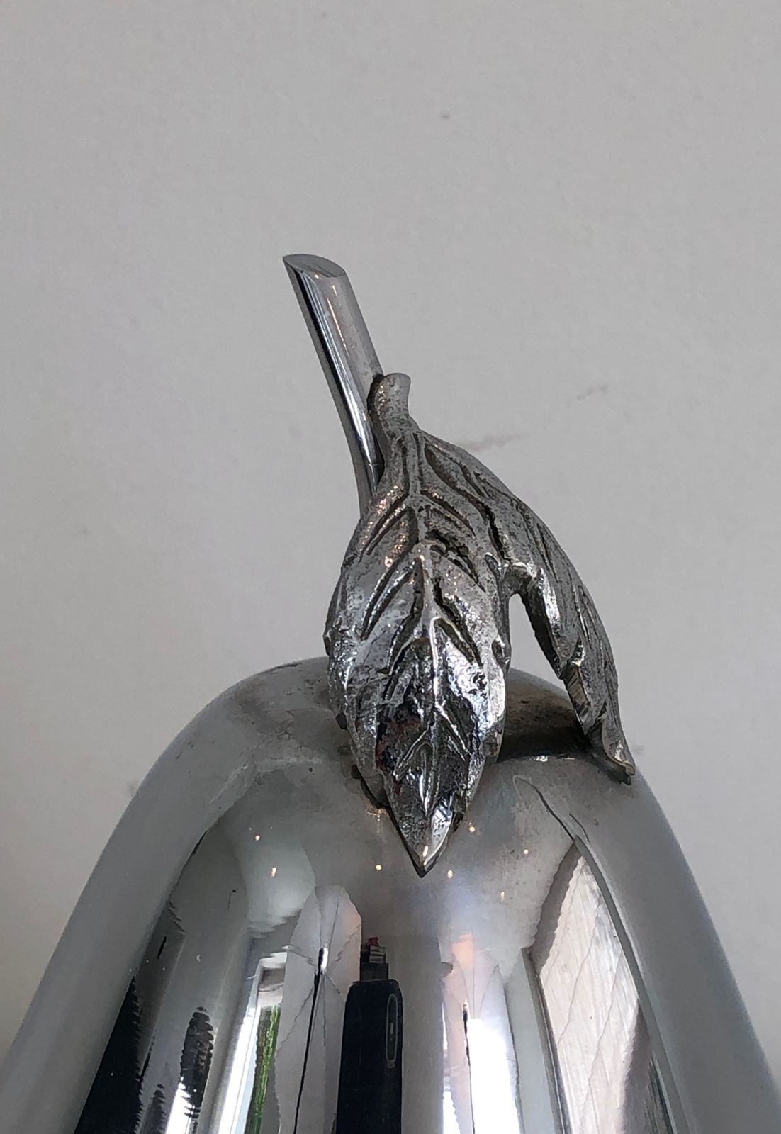 photo for sale Pear Shaped Liquor Cellar In Silver Metal And Smoked Glass. French Work. Around 1970