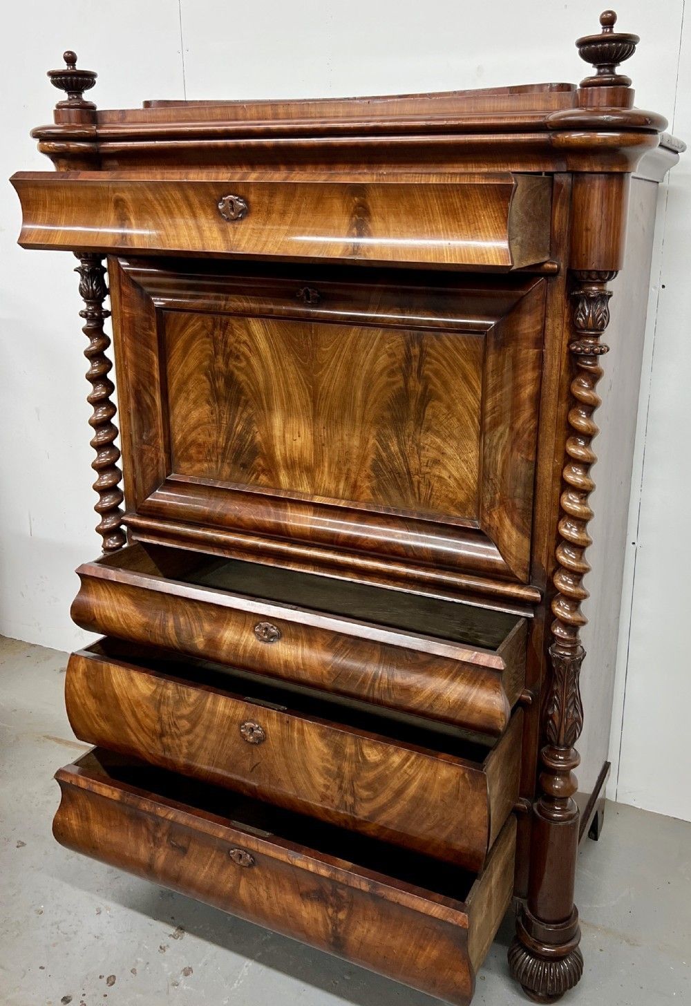 photo for sale Superb Biedermeier Mahogany Abattant Secretaire