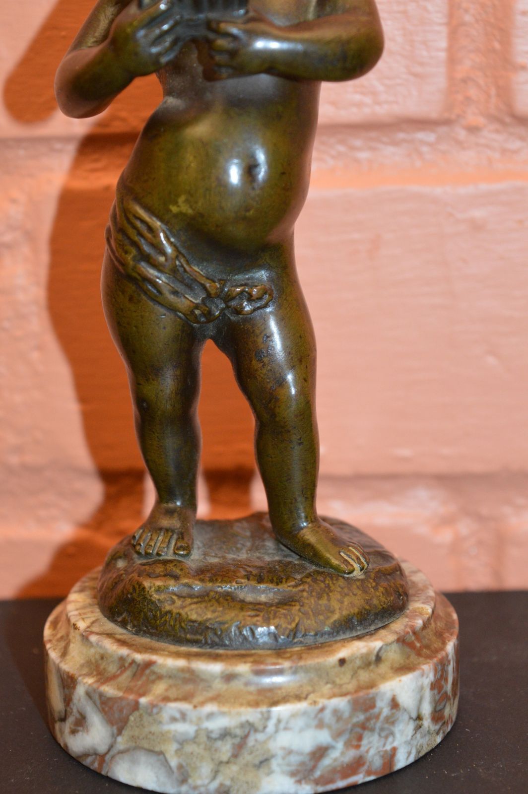 Grand Tour Bronze Cupid Statue Signed Clodion, C1800 photo for sale
