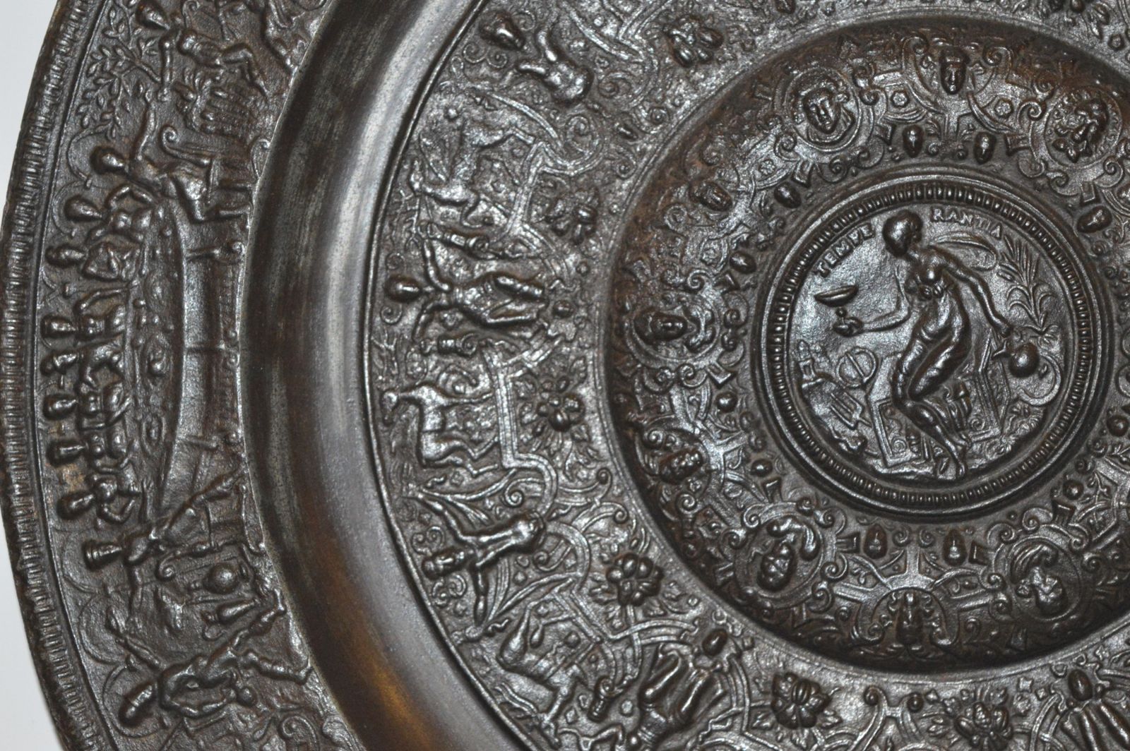 Large Bronze Plate, Grand Tour Piece, Classical Decoration, C 1870 photo for sale