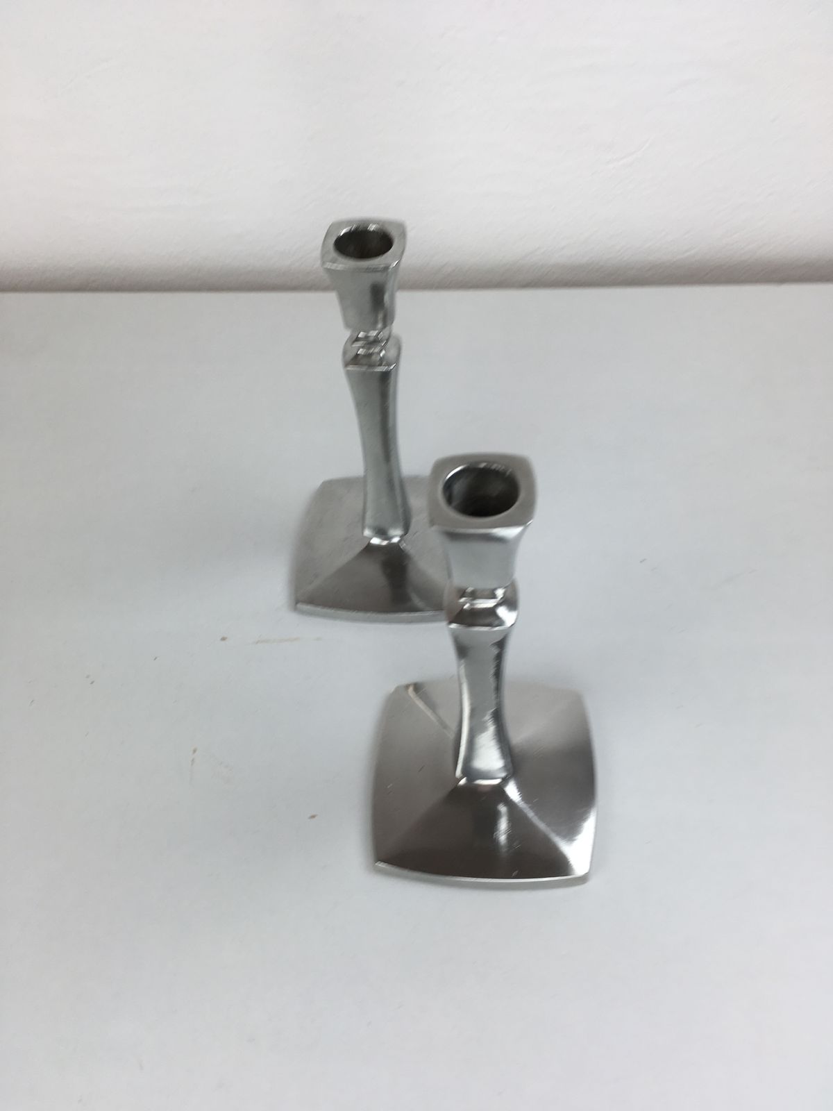 Set Of Two Danish Just Andersen Pewter Candle Holders By Just Andersen 1940's photo for sale