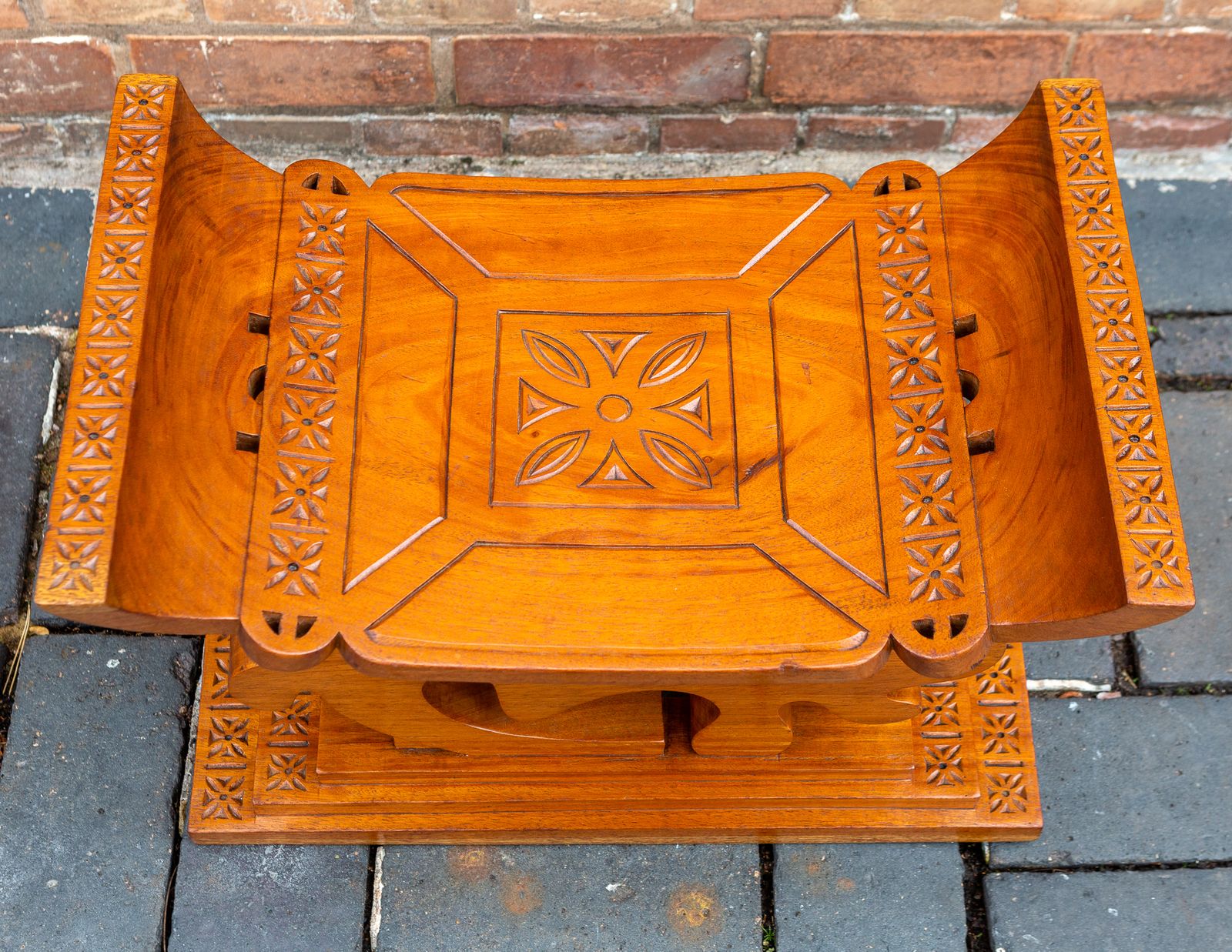 African Tribal Stool Royal Collection Queen Elizabeth Ghana 1960s Mid Century Ghanaian Solid Wood Sculptural Ashanti Asante Adinkra photo 7000.0