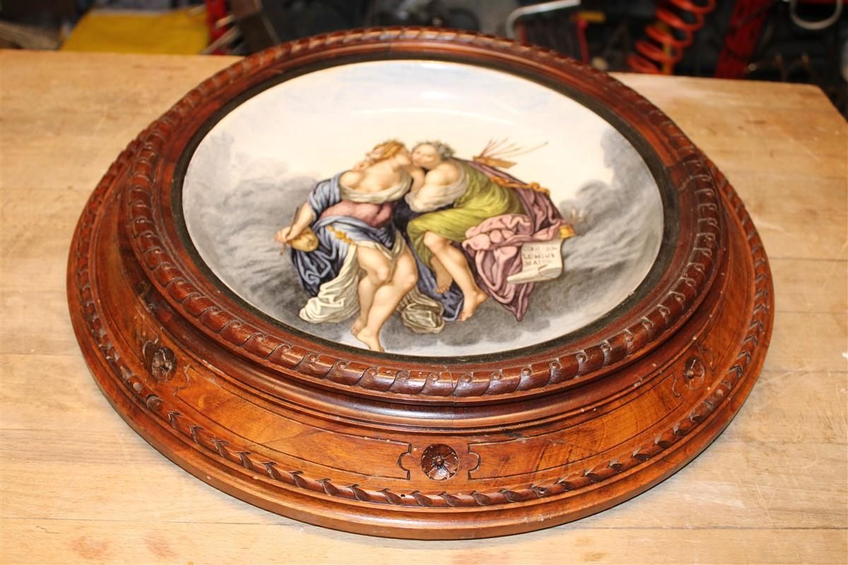 Home Decor Rare Ginori Plate In Painted Porcelain 1860 Italy With Allegory Of Women photo