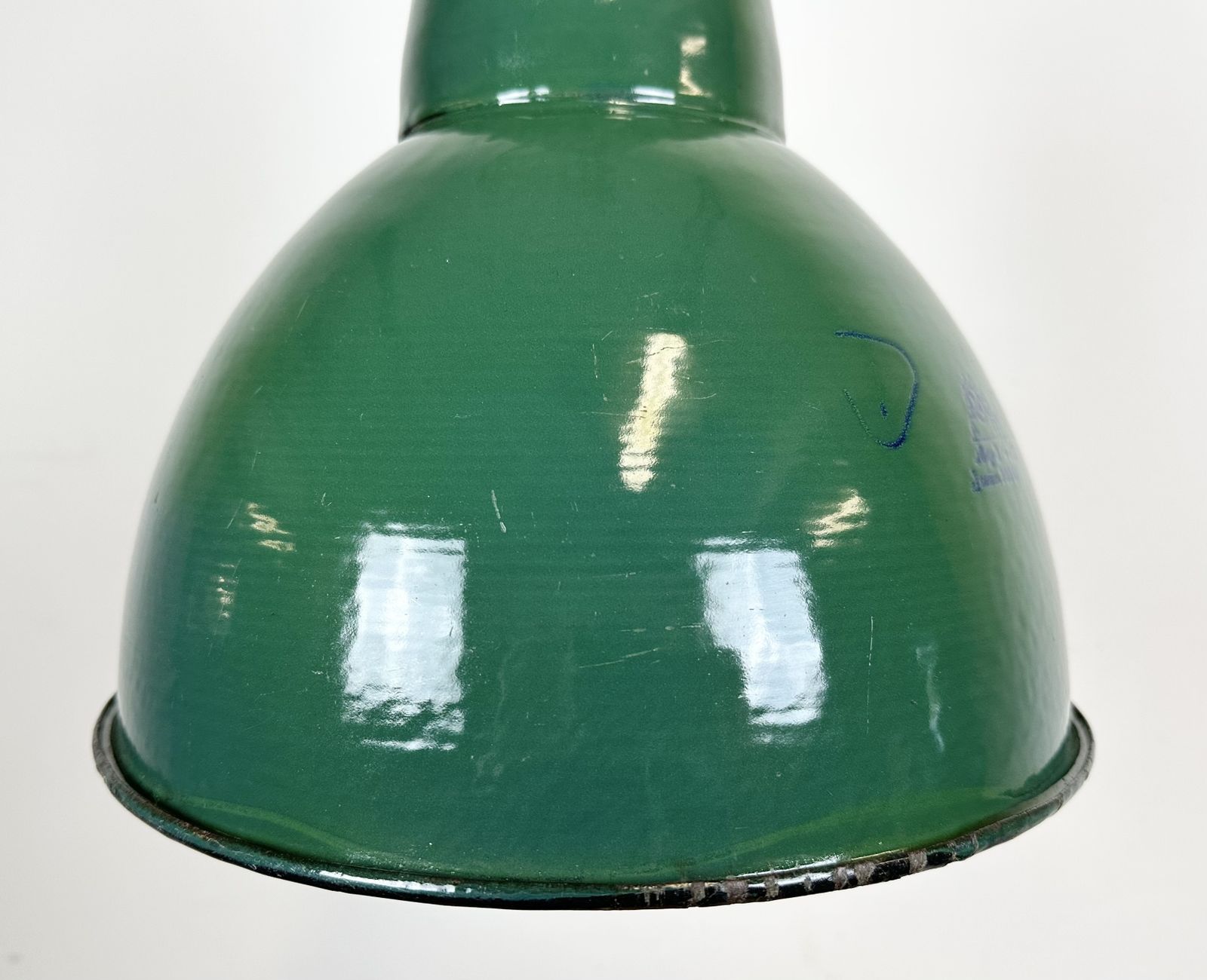 219.0 Industrial Green Enamel Factory Lamp With Cast Iron Top, 1960s photo