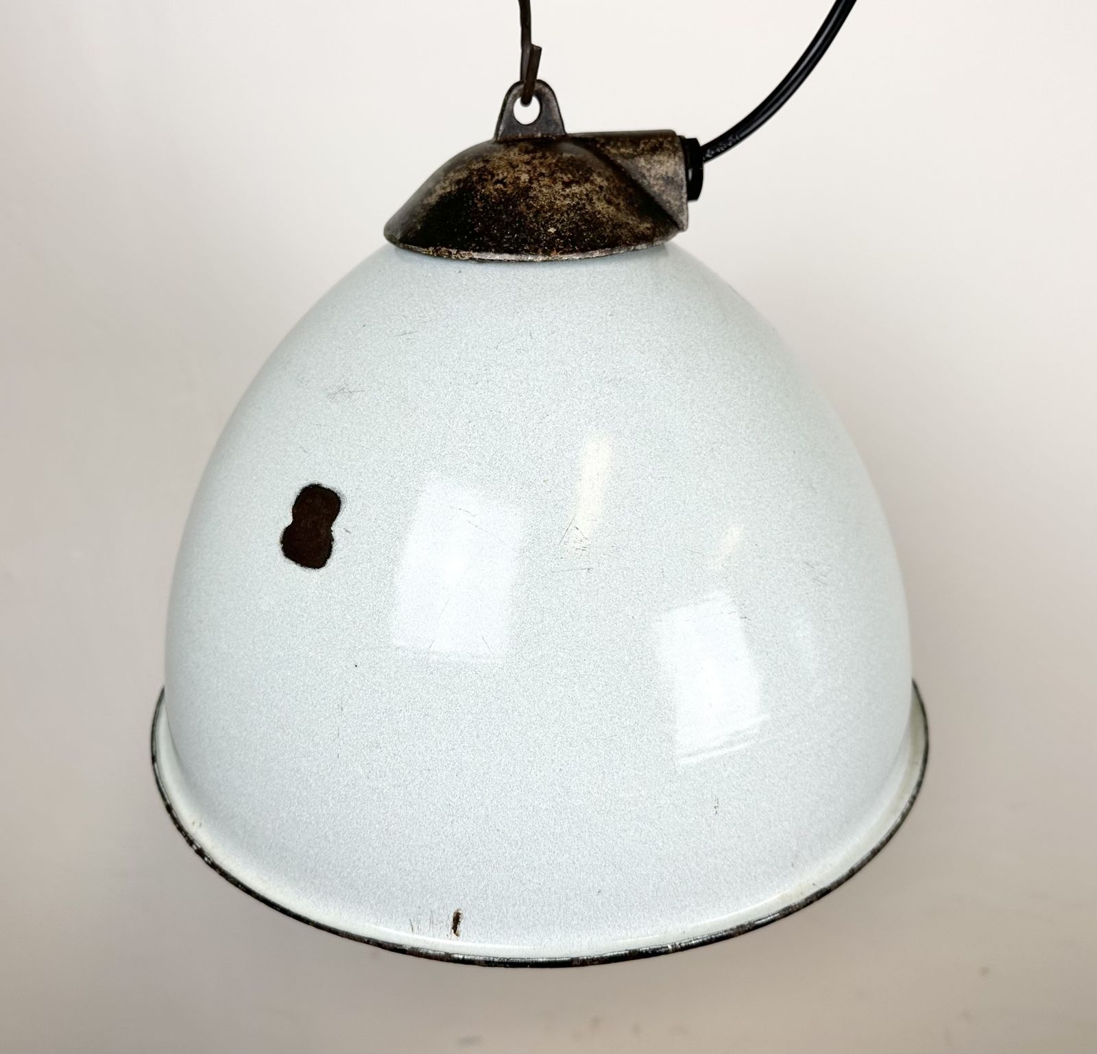 photo buy Industrial Grey Enamel Factory Lamp With Cast Iron Top, 1960s, 3x