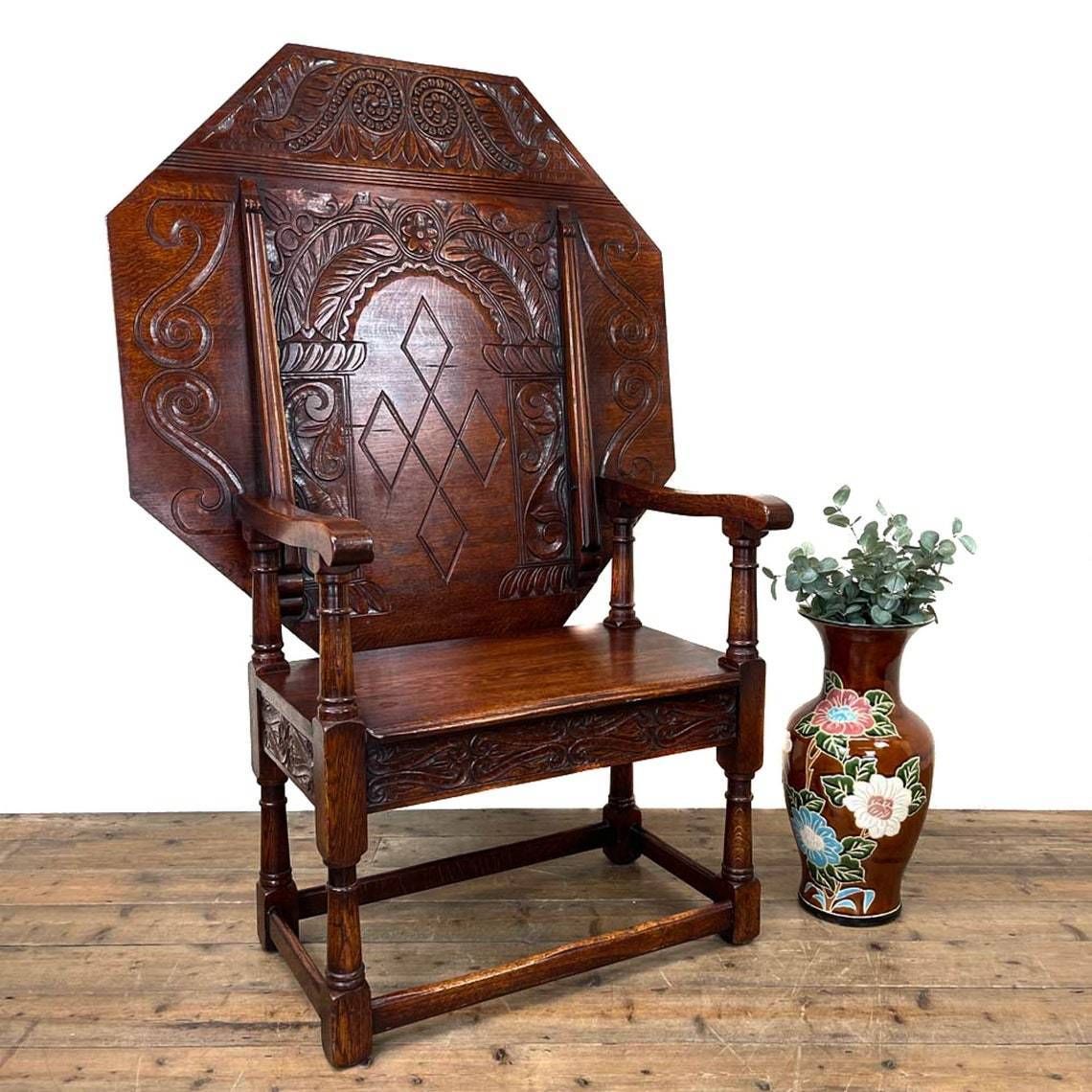 Large Early 20th Century Oak Monks Seat