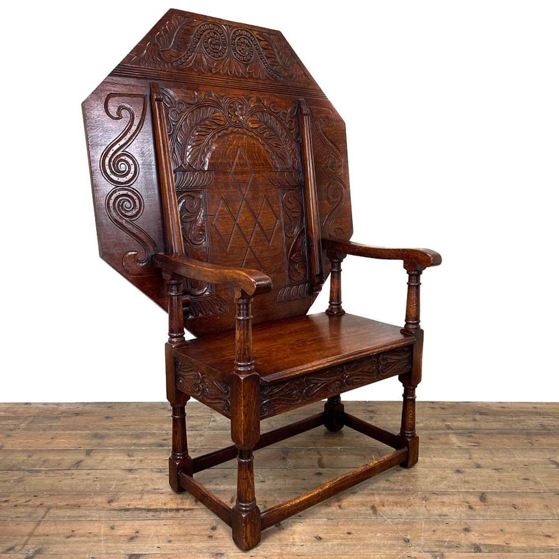 Large Early 20th Century Oak Monks Seat photo furniture
